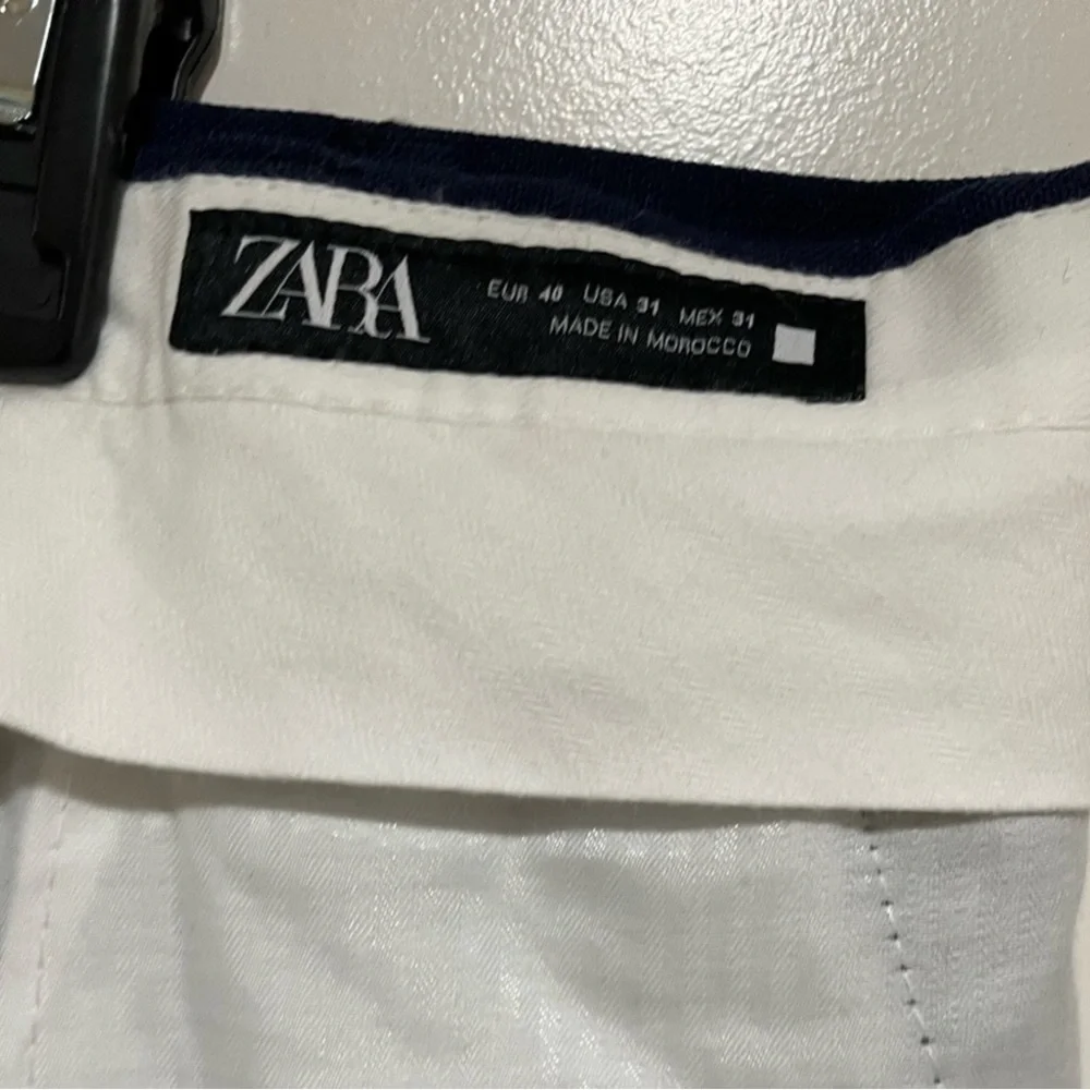 Zara White and Navy Pants 31x31